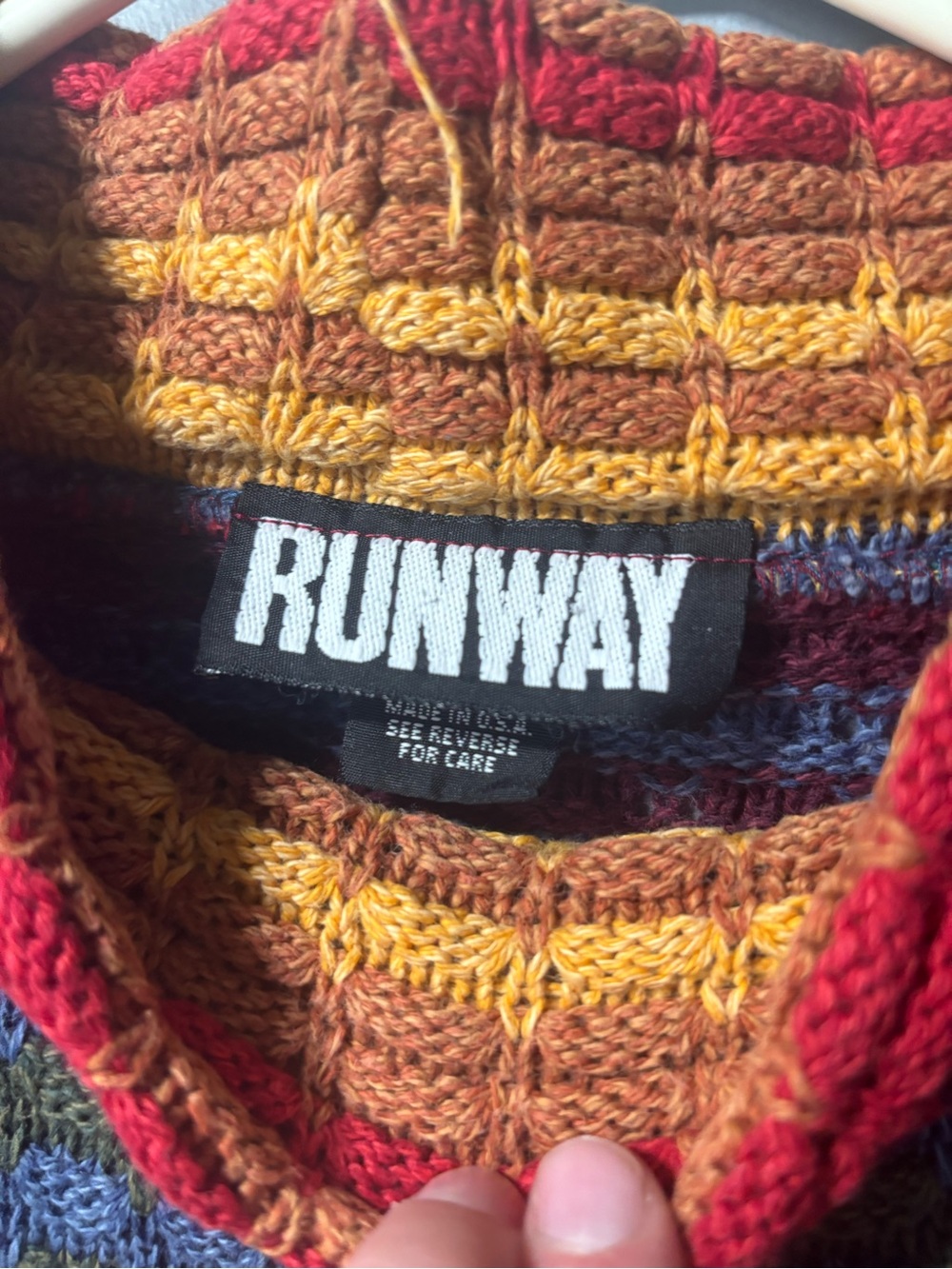 Vintage runway Multicolor Striped Funnel Neck Men's Sweater - Picture 11 of 13